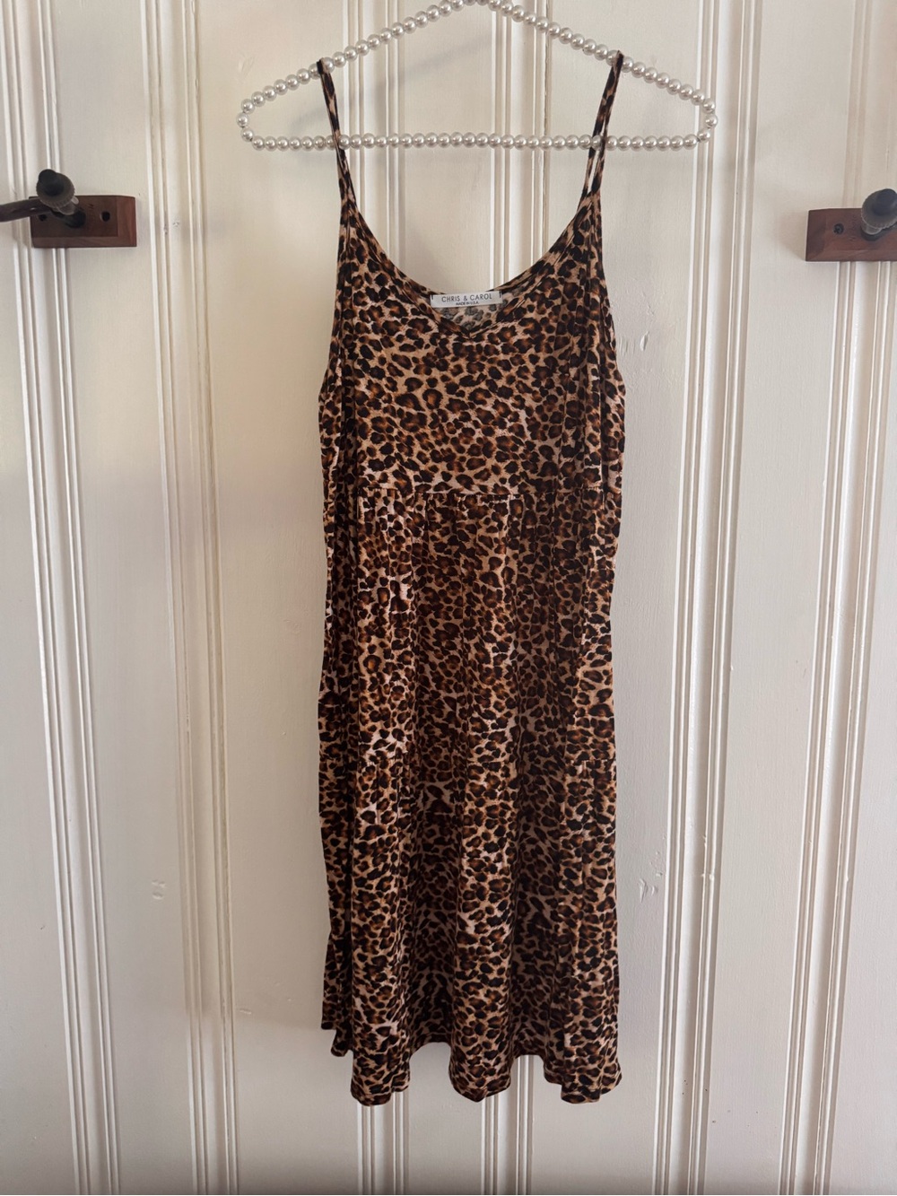 Chris & Carol Leopard-Print Slip Dress in Brown and Black